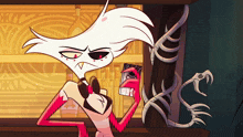 a cartoon character is holding a card that says ' a ' on it