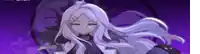 a girl with long white hair is standing in front of a purple background in a video game .
