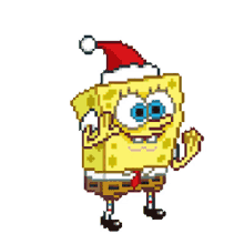 spongebob santa hat excited happy dancing