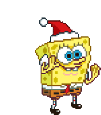Spongebob Santa Hat Sticker - Spongebob Santa Hat Excited Stickers