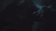 a painting of a monster in the water with a blue background