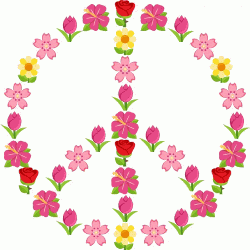 flower peace sign with hearts