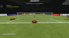 a computer screen shows a soccer game being played and the words aquecimento at the top