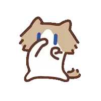 a cartoon drawing of a cat covering its face with its paws