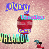 disney vacation says gays orlando with a red balloon in the background