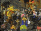 a group of people are gathered in a parade and one of them has a sign that says mayor on it