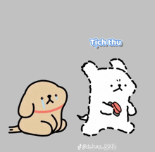 a cartoon drawing of a dog and a teddy bear with the word tịch thu written above them