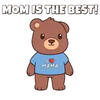 a brown teddy bear wearing a blue shirt that says i love hearts