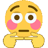 a yellow smiley face with pink cheeks and a thinking face .