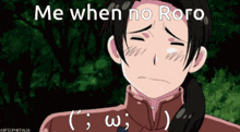 a cartoon of a boy with the words me when no roro written above him