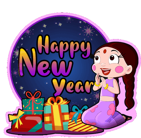 Happy New Year Chutki Sticker - Happy New Year Chutki Chhota Bheem Stickers