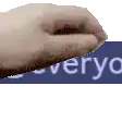 a close up of a person 's hand holding a blue sign that says veryo .