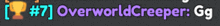 a blurred image of the word overworld creeper with a trophy in the background