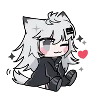 a drawing of a girl with a cat ear and a heart behind her