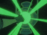 a green light is coming out of a hole