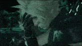 a close up of a video game character with a glove on his hand