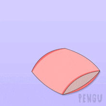 a penguin is laying on a pink pillow with the words relax below it