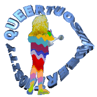 a woman in a colorful outfit is surrounded by the words " stability queen "