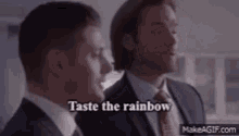 Jensen Ackles Taste The Rainbow GIF - Jensen Ackles Taste The Rainbow Jared Padalecki GIFs