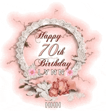 a happy 70th birthday card for lynn with flowers