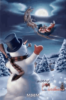 Merry Christmas Snowman GIF