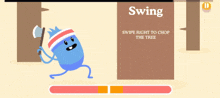 a cartoon character wearing a red white and blue hat is holding a large axe