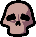 a pixel art drawing of a skull with its eyes closed .