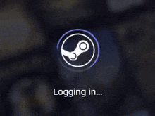 a steam logo with the words logging in written below it