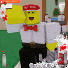 a cartoon character wearing a red hat that says got milk