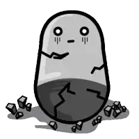 a cartoon illustration of a broken egg with a face
