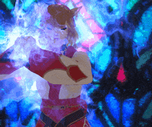 a woman in a red dress is surrounded by smoke