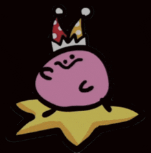 a pink cartoon character with a crown on top of his head