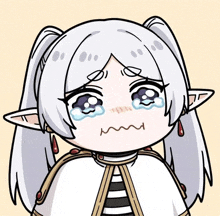 a cartoon drawing of a girl crying with tears running down her face
