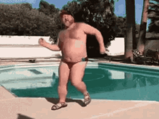 Fat Man Dancing Holidays GIF - Fat Man Dancing Holidays Swimming Pool GIFs