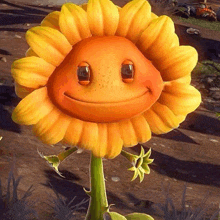a cartoon sunflower with a smiling face and a green stem