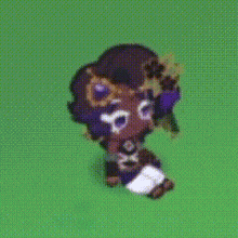 a pixel art of a girl with purple hair and a flower on her head .