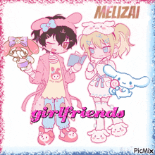 a drawing of a boy and a girl with the word girlfriends written on the bottom