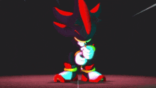 shadow the hedgehog from the video game sonic the hedgehog is standing on a stage .