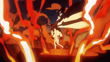 a cartoon drawing of a man standing in a fire