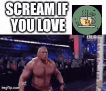 a picture of a man with the words scream if you love written on it