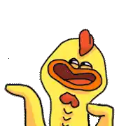 a cartoon of a chicken with its mouth open and a red crest