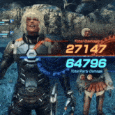 a video game screen shows the total party damage