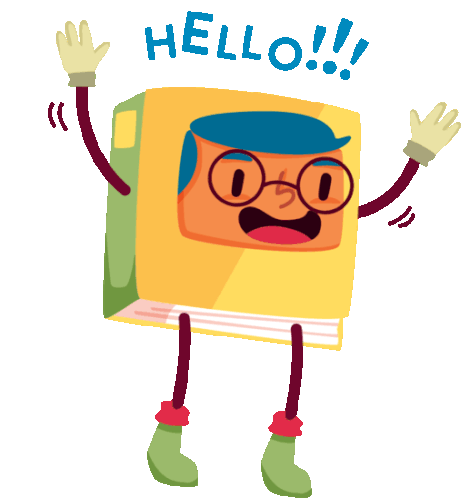 Waving Book With Caption Hello Sticker - Pencil Pack Saying Hello Hi Stickers