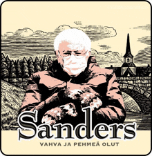 a poster of bernie sanders with a mask on