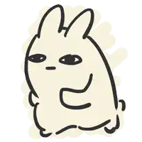 a drawing of a rabbit with a slight smirk on its face