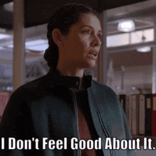 a woman in a green jacket says " i don t feel good about it "