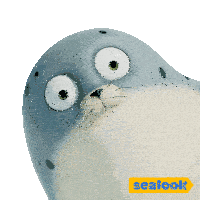 a cartoon seal with a sealook logo on the bottom