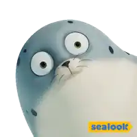 a cartoon seal with a sealook logo on the bottom