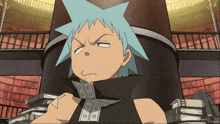 a cartoon character with a black star on his head