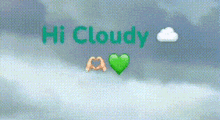 a picture of a cloudy sky with the words hi cloudy written on it